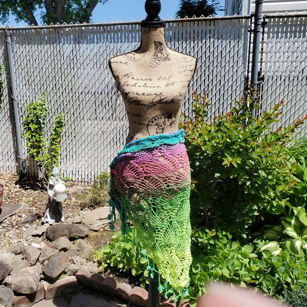 💖 New Handmade Crochet Shawl / Scarf / Pareo - Picture 9 of 10